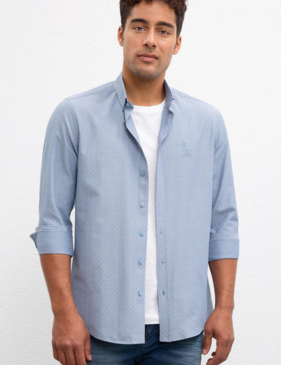 17654 Blue US POLO ASSN Patterned Shirt