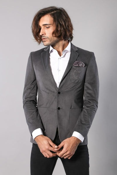 4656 Grey Chest Emblemed Blazer