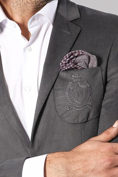 4656 Grey Chest Emblemed Blazer