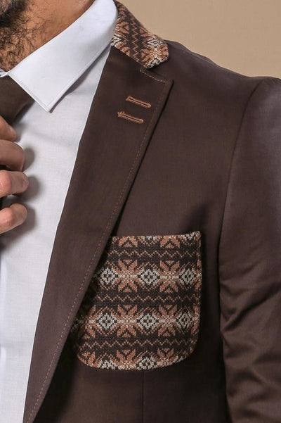 4662 Brown Collar Patterned Blazer
