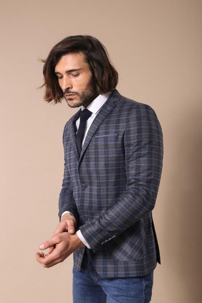 4688 Blue Plaid Cashmere Blazer