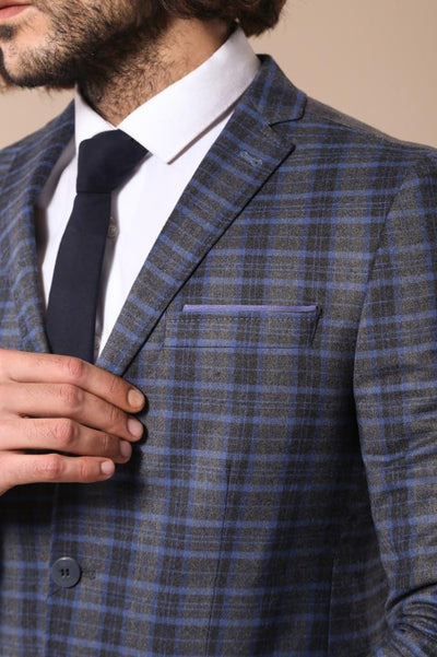 4688 Blue Plaid Cashmere Blazer