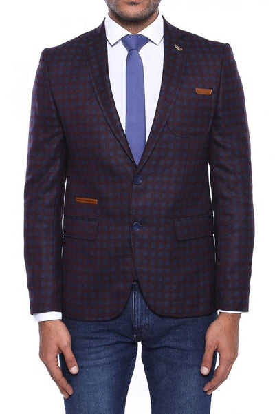 4678 Purple Plaid Slim Fit Blazer
