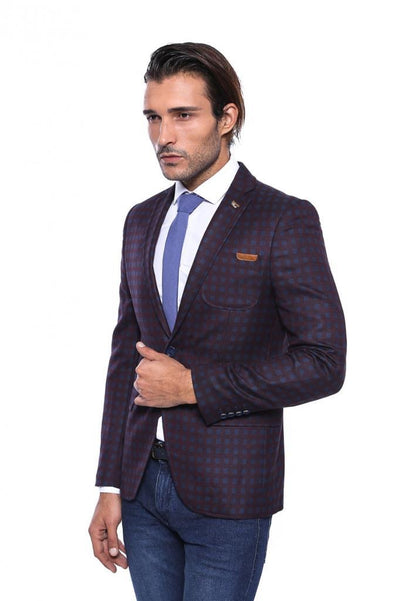 4678 Purple Plaid Slim Fit Blazer