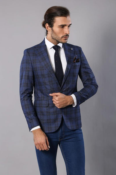 4670 Navy Blue Single Button Double Vent Blazer