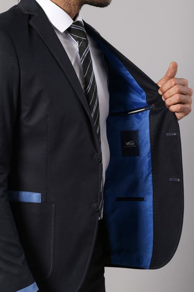 4676 Navy Blue Plain Blazer