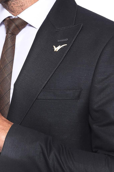 4653 Black Wide Lapel Linnen Blazer