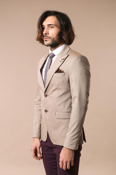 4674 Light brown Wide Lapel Linnen Blazer