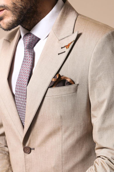 4674 Light brown Wide Lapel Linnen Blazer