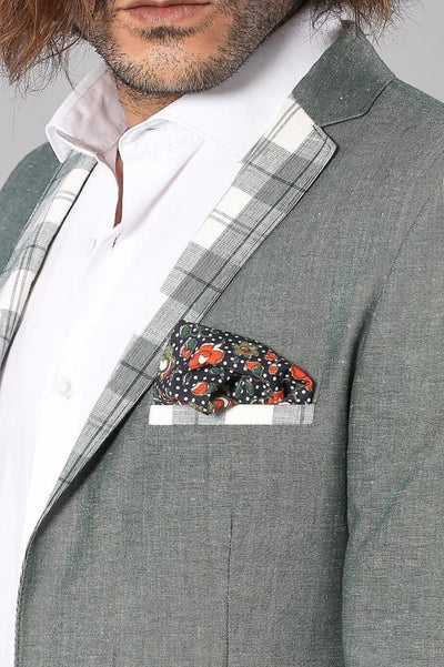 4672 Khaki Collar Patterned Blazer