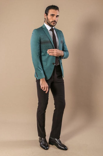 4680 Green Chest Patterned Blazer