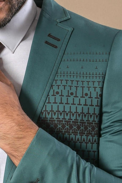 4680 Green Chest Patterned Blazer